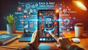 Ebook Cover Design – A stunning AI-created ebook cover on a tablet and laptop